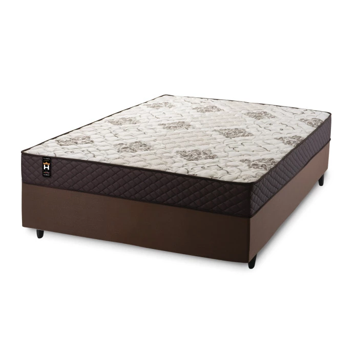 Conjunto Cama Box Molas Ensacadas Allura Marrom Casal 138x188x58