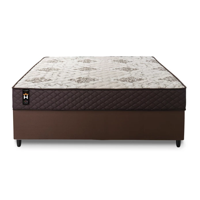 Conjunto Cama Box Molas Ensacadas Allura Marrom Casal 138x188x58