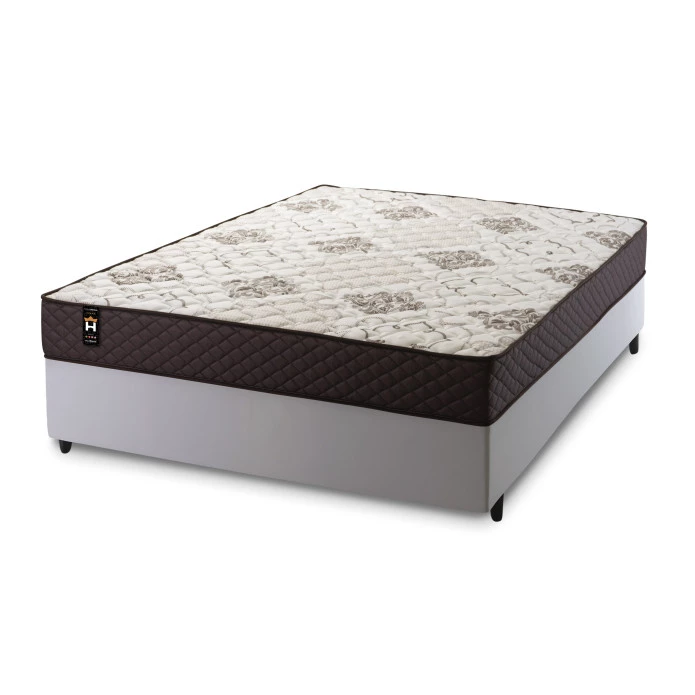 Conjunto Cama Box Molas Ensacadas Allura Marrom Queen 138x188x58