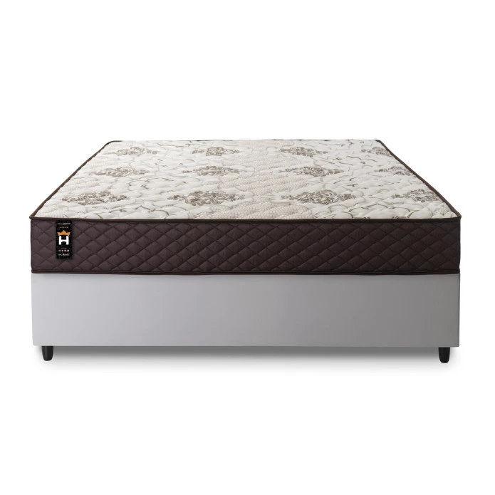 Conjunto Cama Box Molas Ensacadas Allura Marrom Queen 138x188x58