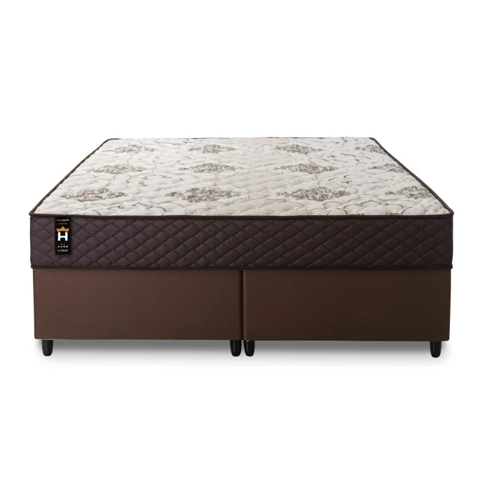 Conjunto Cama Box Molas Ensacadas Allura Marrom Queen 158x198x58
