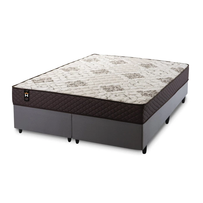 Conjunto Cama Box Molas Ensacadas Allura Marrom Queen 158x198x58
