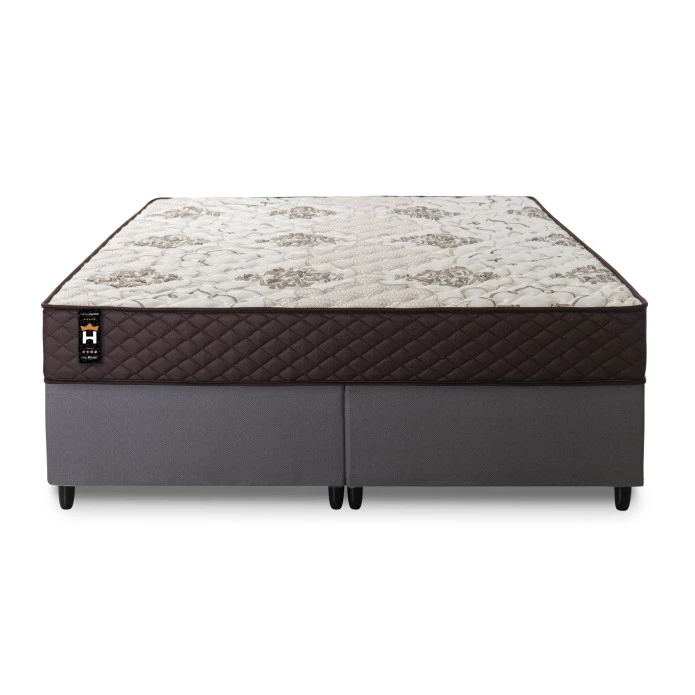 Conjunto Cama Box Molas Ensacadas Allura Marrom Queen 158x198x58