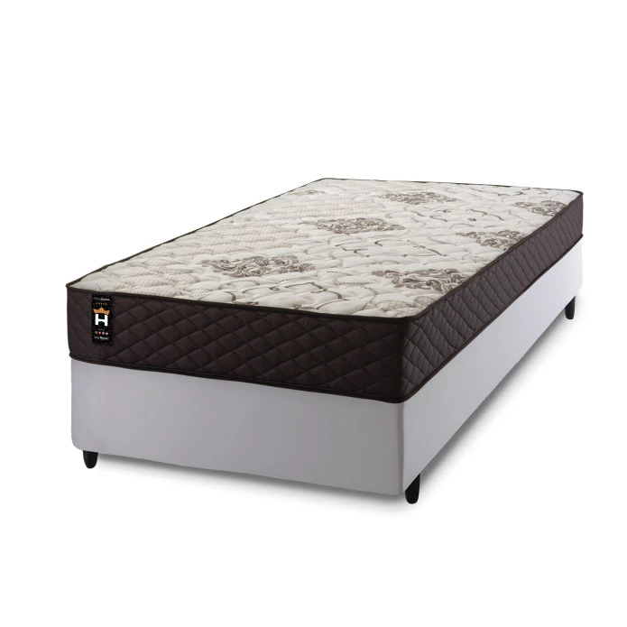 Conjunto Cama Box Molas Ensacadas Allura Marrom Solteiro 88x188x58