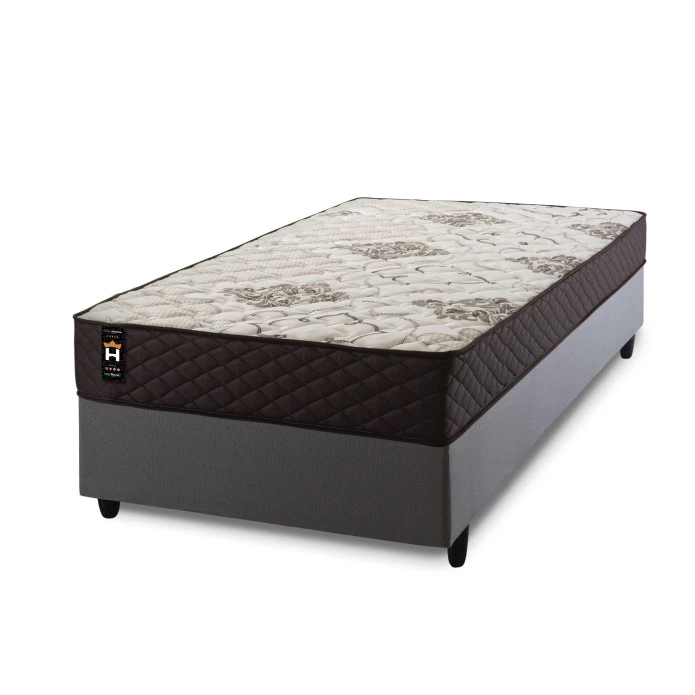 Conjunto Cama Box Molas Ensacadas Allura Marrom Solteiro 88x188x58