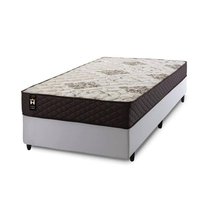 Conjunto Cama Box Molas Ensacadas Allura Marrom Solteiro 96x203x58