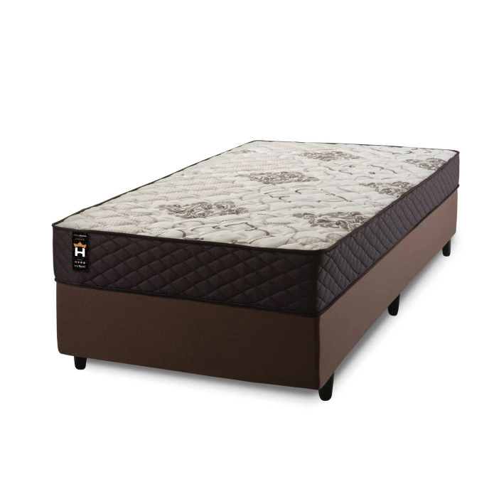 Conjunto Cama Box Molas Ensacadas Allura Marrom Solteiro 96x203x58