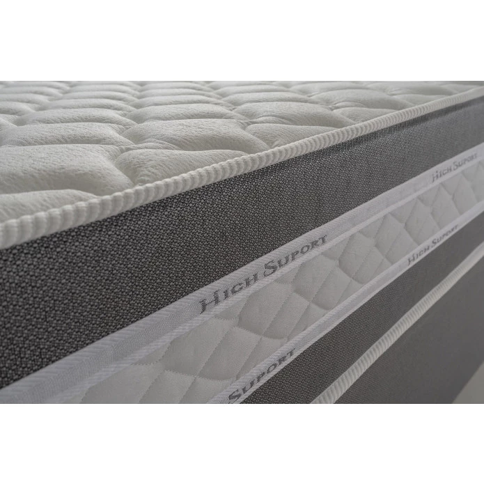 Conjunto Cama Box Molas Ensacadas Alpine Cinza Solteiro 96x203x65
