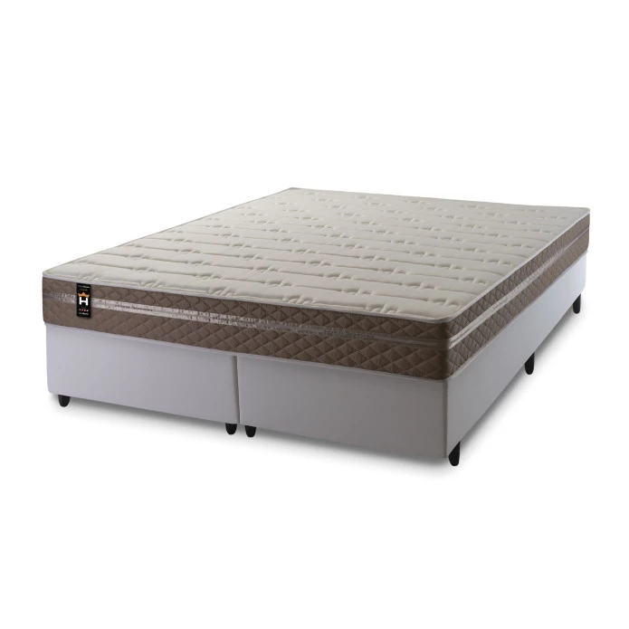Conjunto Cama Box Molas Ensacadas Georgia Bege King 193x203x60