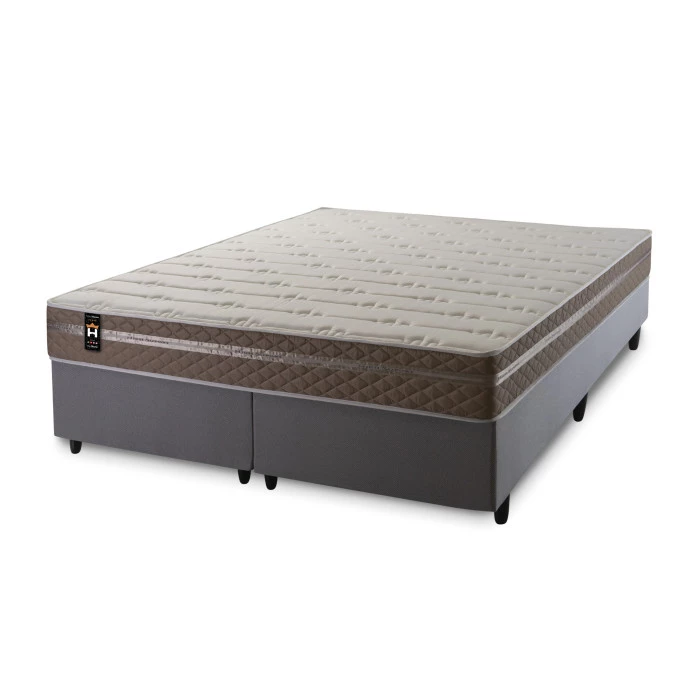 Conjunto Cama Box Molas Ensacadas Georgia Bege Queen 158x198x60