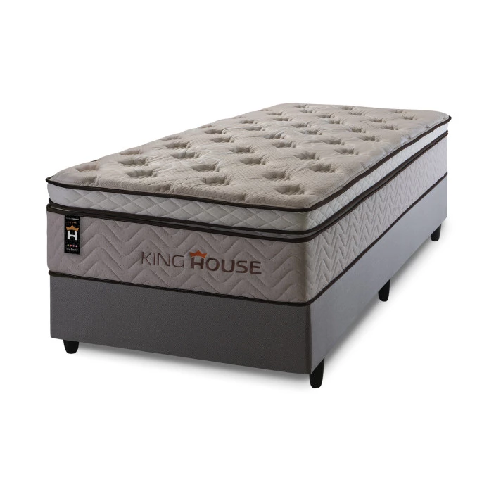 Conjunto Cama Box Molas Ensacadas Liverpool Bege Solteiro 96x203x73