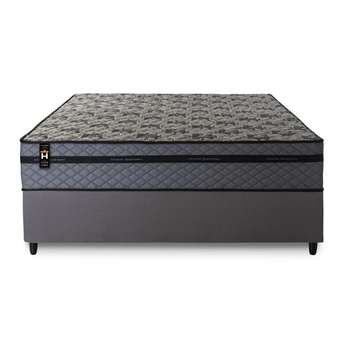 Conjunto Cama Box Molas Ensacadas Montreal Cinza Casal 138x188x64