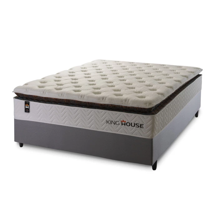 Conjunto Cama Box Molas Ensacadas New York Branco Casal 138x188x73