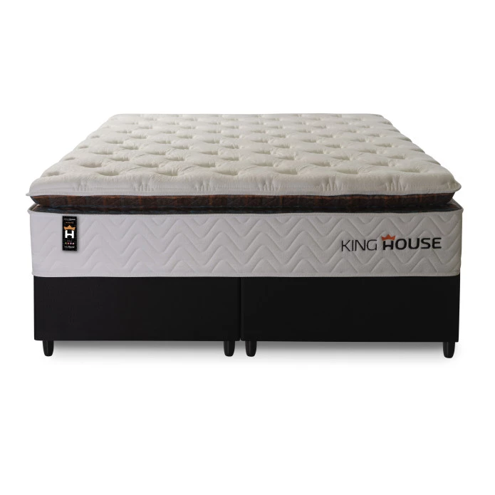 Conjunto Cama Box Molas Ensacadas New York Branco King 193x203x73
