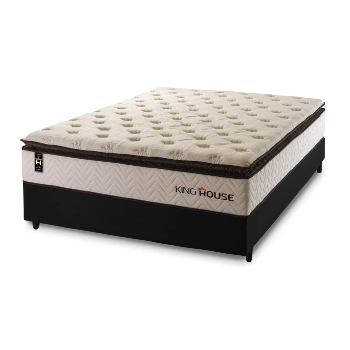 Conjunto Cama Box Molas Ensacadas Quartzo Marrom Casal 138x188x71