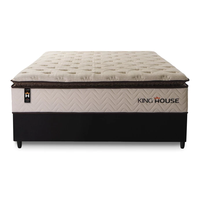Conjunto Cama Box Molas Ensacadas Quartzo Marrom Casal 138x188x71