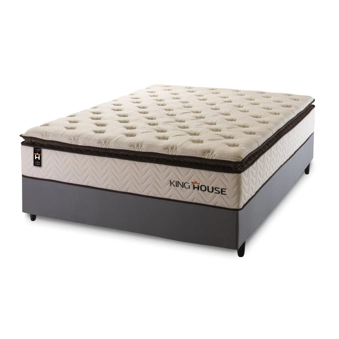 Conjunto Cama Box Molas Ensacadas Quartzo Marrom Casal 138x188x71
