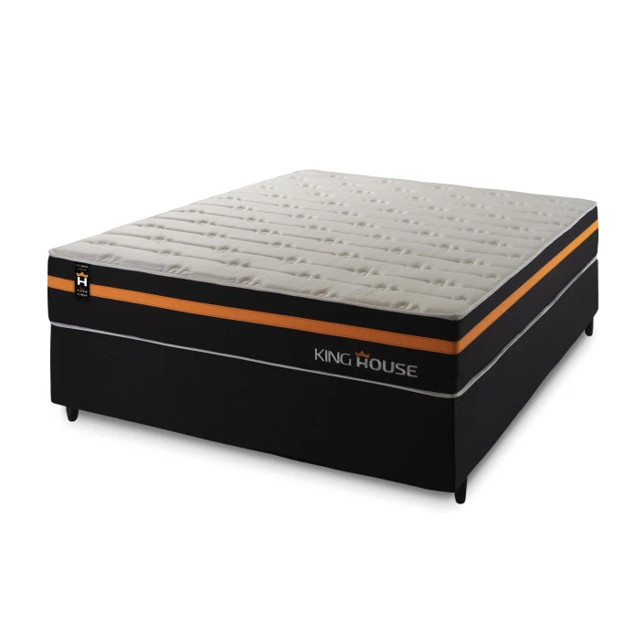 Conjunto Cama Box Molas Ensacadas Sirius Preto Casal 138x188x65