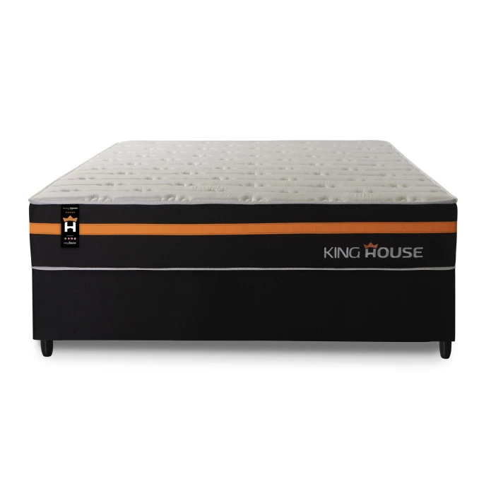 Conjunto Cama Box Molas Ensacadas Sirius Preto Casal 138x188x65