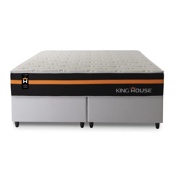 Conjunto Cama Box Molas Ensacadas Sirius Preto King 193x203x65