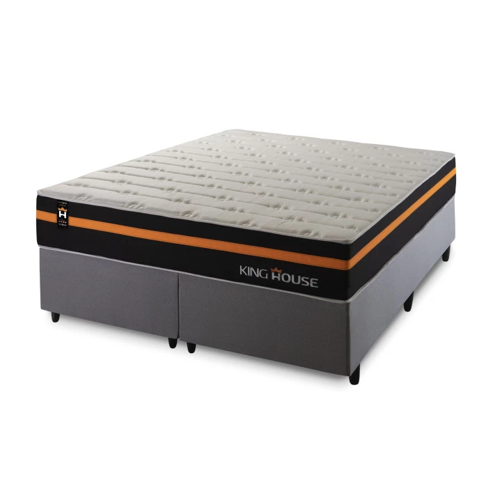 Conjunto Cama Box Molas Ensacadas Sirius Preto King 193x203x65