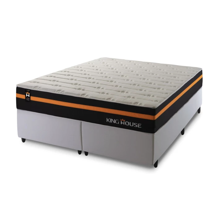 Conjunto Cama Box Molas Ensacadas Sirius Preto King 193x203x65