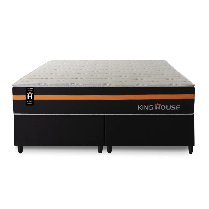 Conjunto Cama Box Molas Ensacadas Sirius Preto Queen 158x198x65