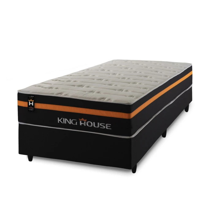 Conjunto Cama Box Molas Ensacadas Sirius Preto Solteiro 96x203x65