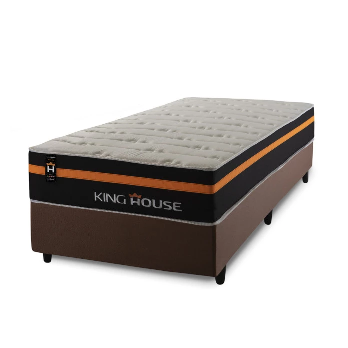 Conjunto Cama Box Molas Ensacadas Sirius Preto Solteiro 96x203x65