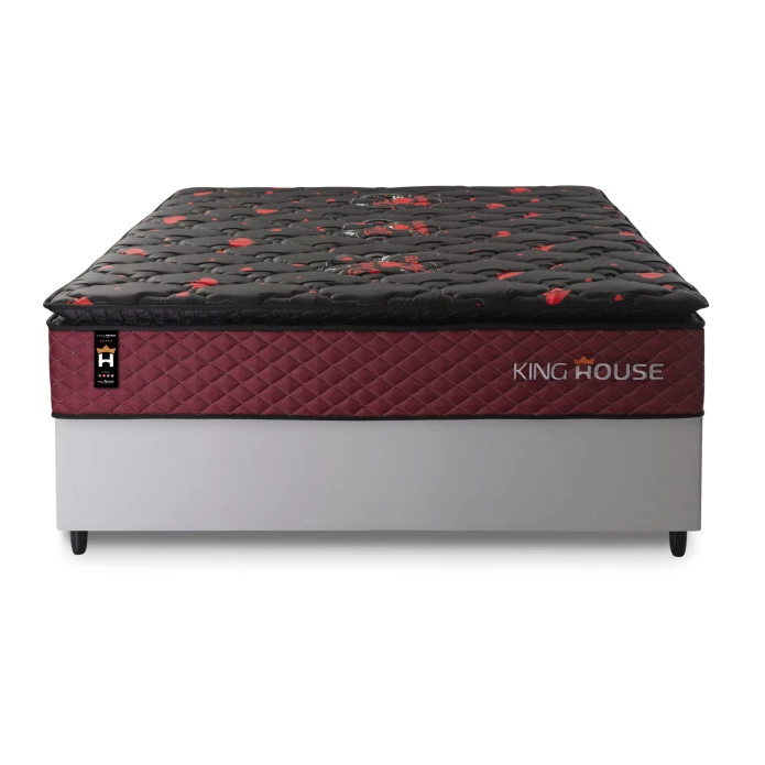 Conjunto Cama Box Molas Ensacadas Toronto Vermelho Casal 138x188x66