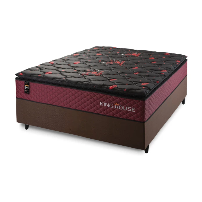 Conjunto Cama Box Molas Ensacadas Toronto Vermelho Casal 138x188x66