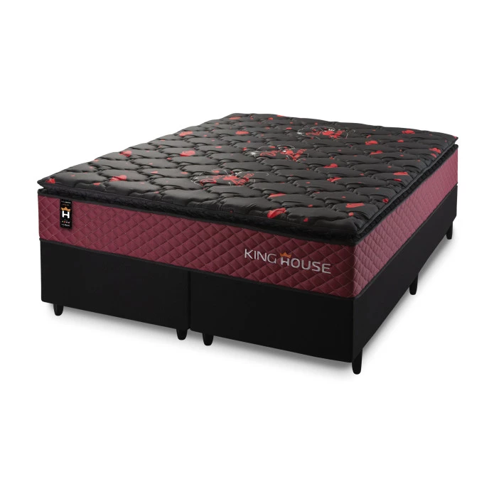 Conjunto Cama Box Molas Ensacadas Toronto Vermelho Queen 158x198x66