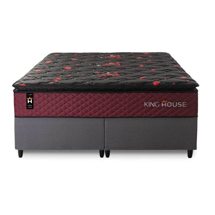 Conjunto Cama Box Molas Ensacadas Toronto Vermelho Queen 158x198x66