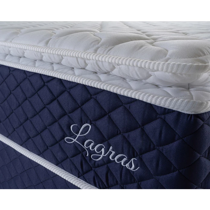 Conjunto Cama Box Queen Size Lagras 158x198x66 Azul Molas Ensacadas 