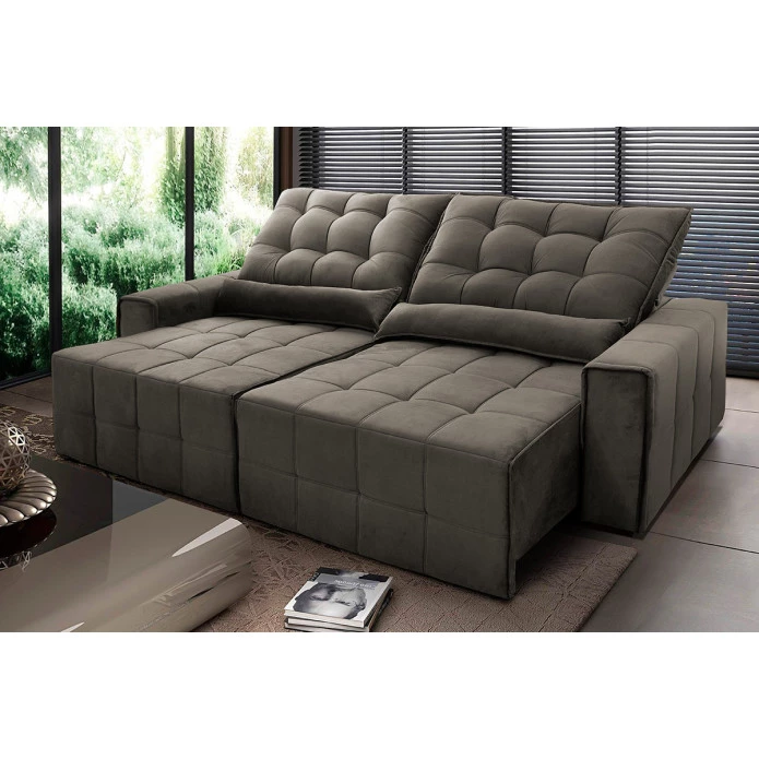Sofá Retrátil/Reclinável Alaska Suede Velut c/ Molas no Assento - King House
