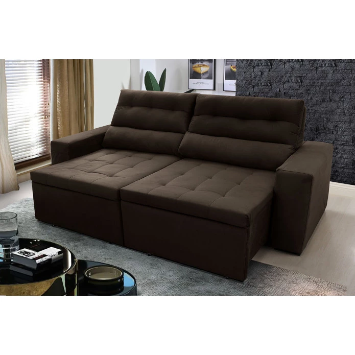 Sofá Retrátil Reclinável Arizona Suede Velut Molas no Assento - King House