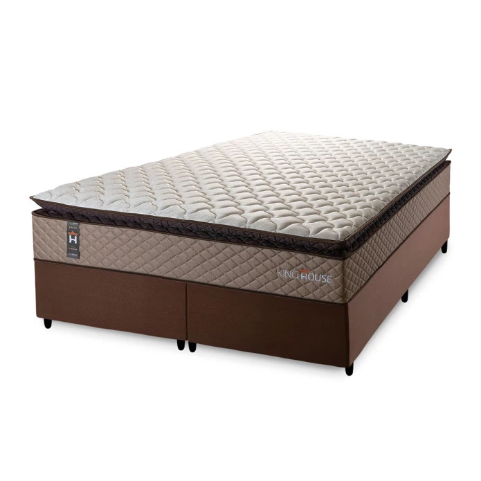 Conjunto Cama Box Espuma Atlanta Bege King 193x203x62