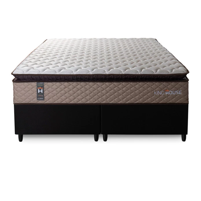Conjunto Cama Box Espuma Atlanta Bege King 193x203x62