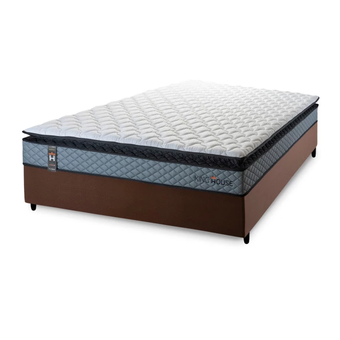 Conjunto Cama Box Espuma Chicago Cinza Viúva 128x188x57
