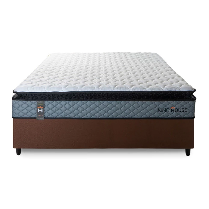 Conjunto Cama Box Espuma Chicago Cinza Viúva 128x188x57