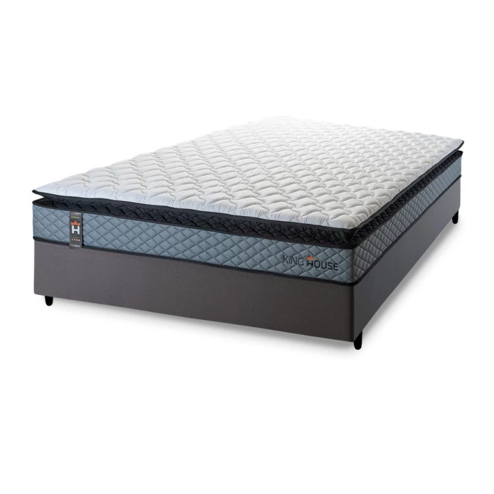 Conjunto Cama Box Espuma Chicago Cinza - King house