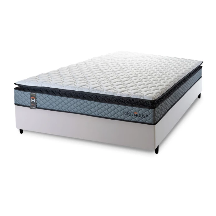 Conjunto Cama Box Espuma Chicago Cinza - King house