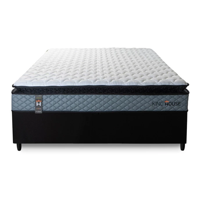 Conjunto Cama Box Espuma Chicago Cinza - King house