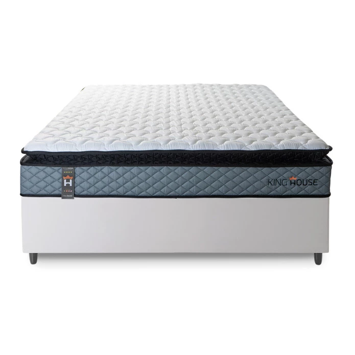 Conjunto Cama Box Espuma Chicago Cinza - King house