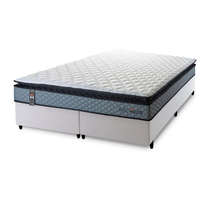 Conjunto Cama Box Espuma Chicago Cinza - King house