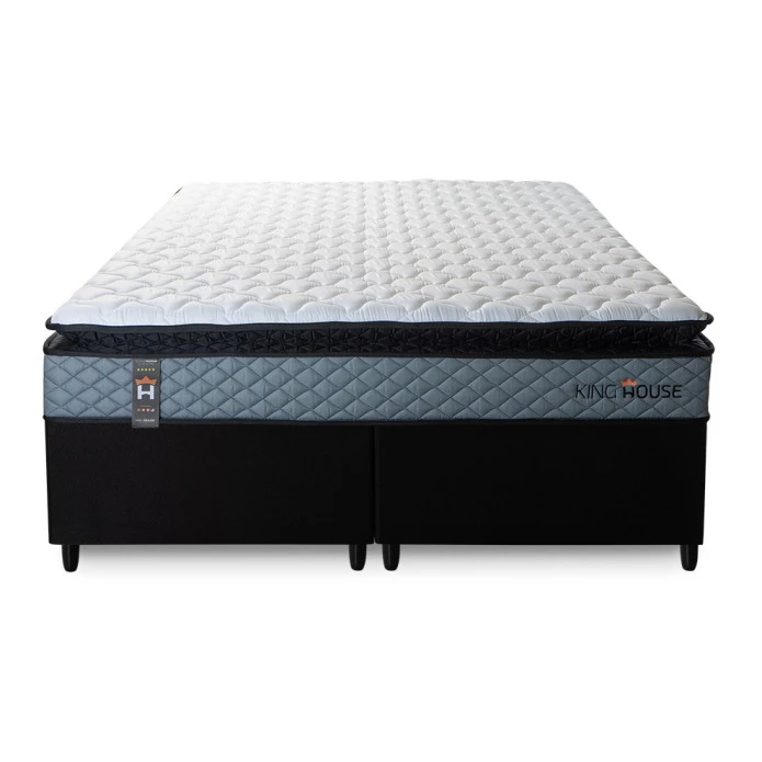 Conjunto Cama Box Espuma Chicago Cinza - King house
