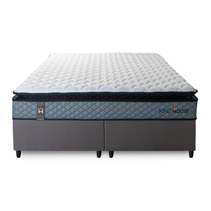 Conjunto Cama Box Espuma Chicago Cinza - King house