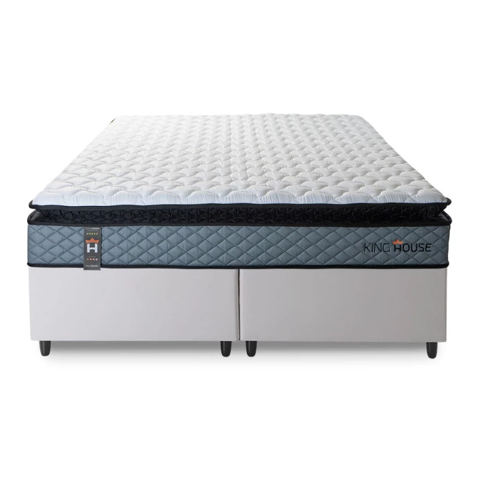 Conjunto Cama Box Espuma Chicago Cinza - King house