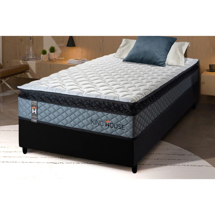 Conjunto Cama Box Espuma Chicago Cinza - King house