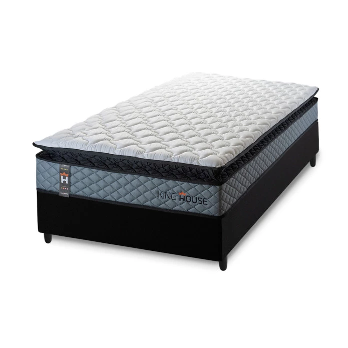 Conjunto Cama Box Espuma Chicago Cinza - King house
